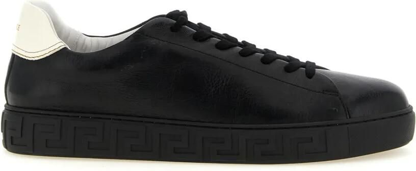 Versace Greca leren sneakers Zwart