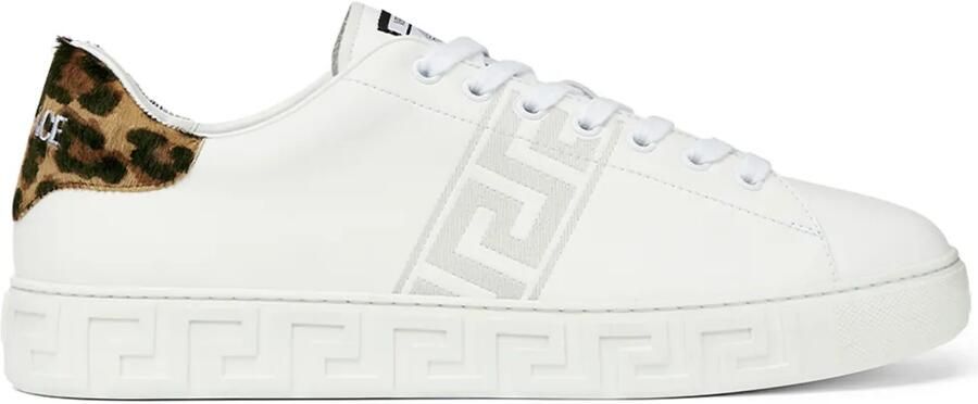 Versace Greca sneakers met pony-effect Wit