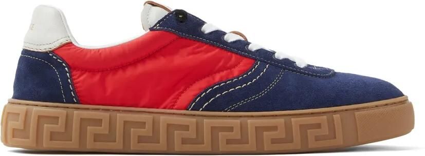 Versace Greca suède en nylon sneakers Blauw