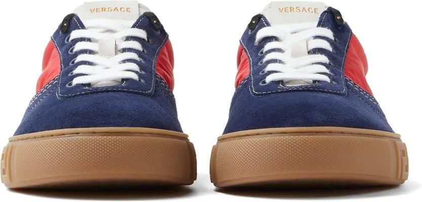 Versace Greca suède en nylon sneakers Blauw - Foto 4
