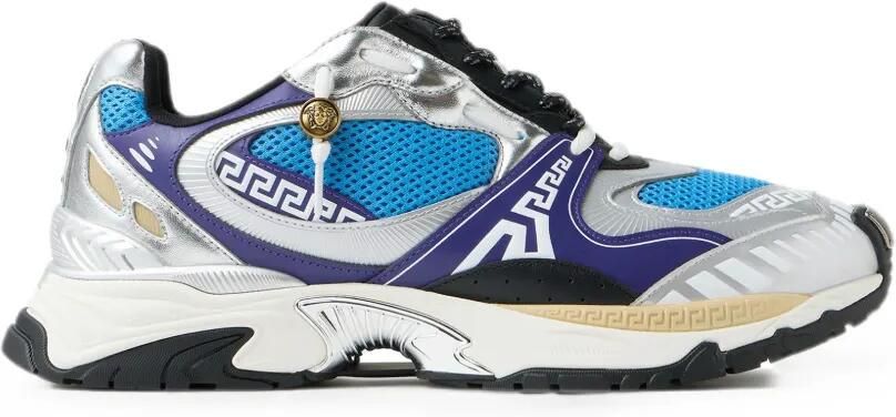 Versace Icaro metallic leren sneakers Zilver