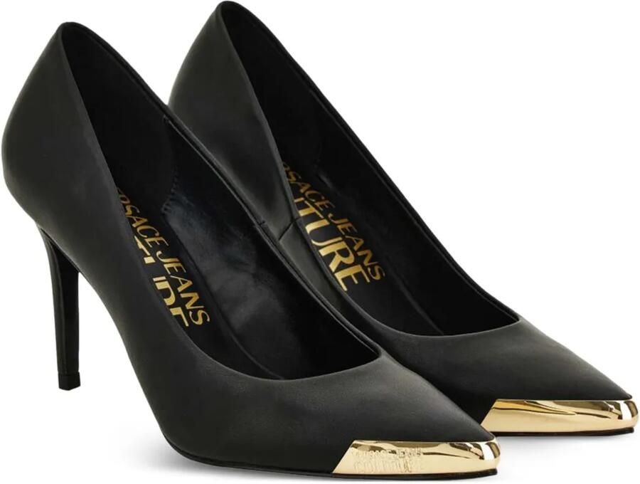 Versace Jeans Couture 85 MM pumps met metallic neus Zwart