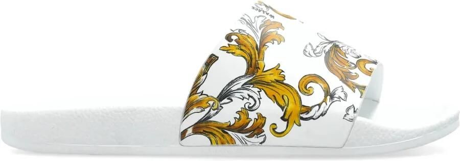 Versace Jeans Couture Barocco slippers met patroon Wit