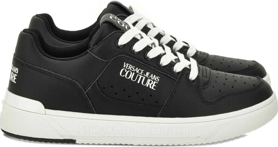 Versace Jeans Couture Leren sneakers met logo Zwart