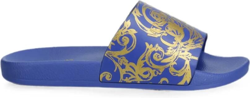Versace Jeans Couture Slippers met barok-print Blauw