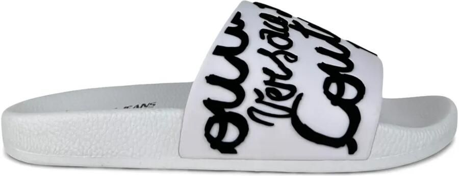 Versace Jeans Couture Slippers met logoprint Wit