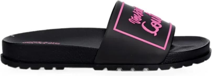 Versace Jeans Couture Slippers met logoprint Zwart
