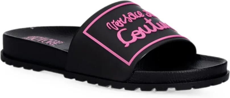 Versace Jeans Couture Slippers met logoprint Zwart - Foto 4