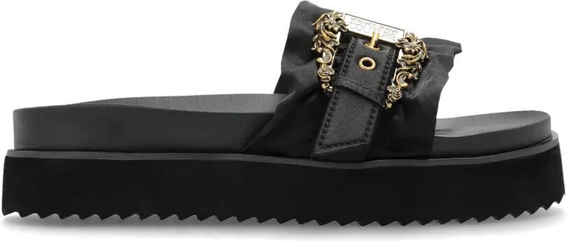 Versace Jeans Couture Slippers met ruches Zwart
