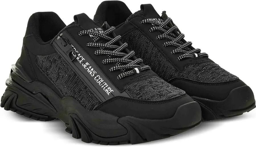 Versace Jeans Couture Sneakers met rits en textuur Zwart