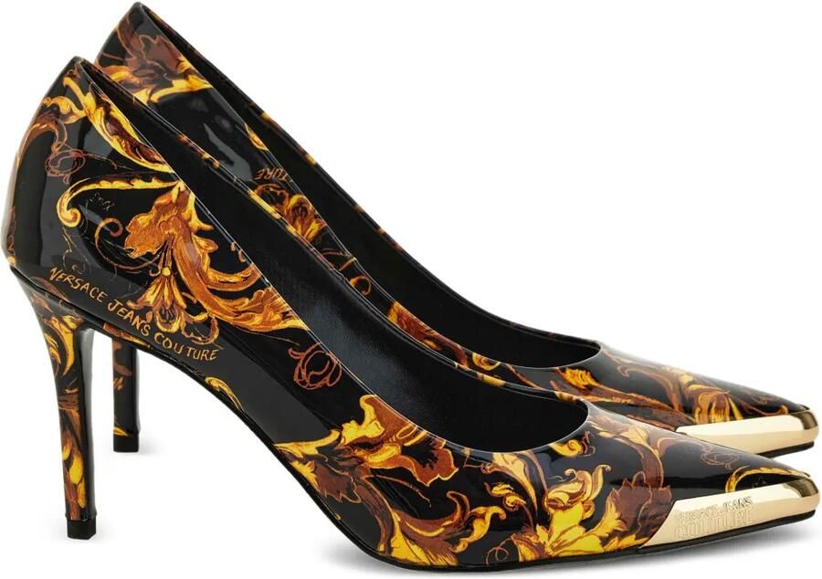 Versace Jeans Couture Stiletto pumps met barokprint Zwart