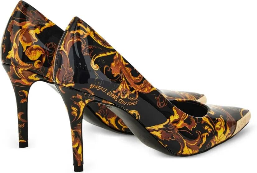 Versace Jeans Couture Stiletto pumps met barokprint Zwart - Foto 4