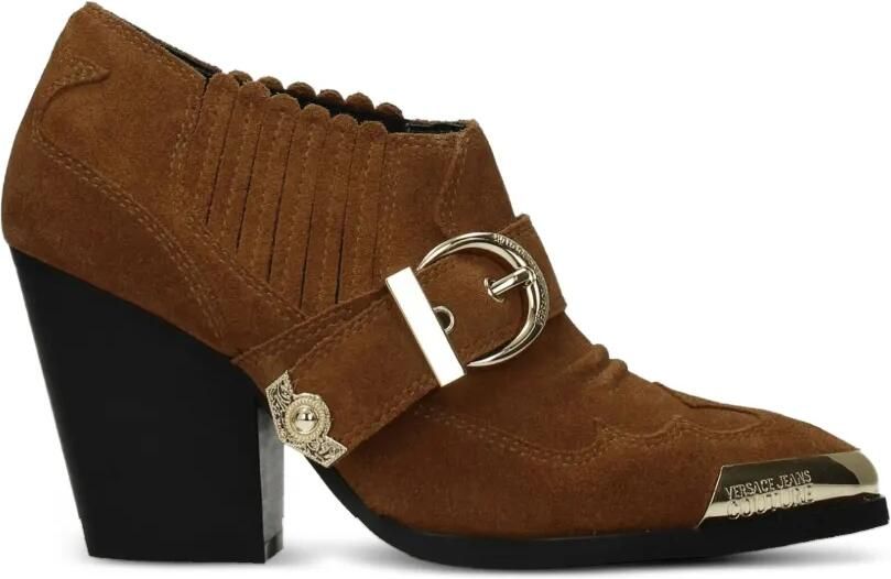 Versace Jeans Couture Suède enkellaarzen met gespbandje Bruin