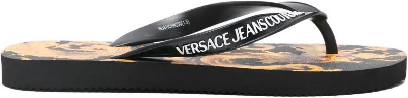 Versace Jeans Couture Teenslippers met logodetail Zwart
