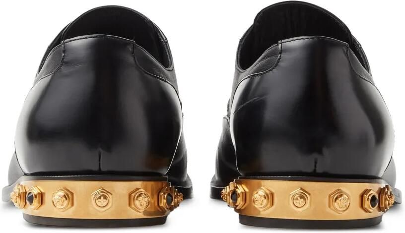Versace Julio verfraaide leren veterschoenen Zwart - Foto 4
