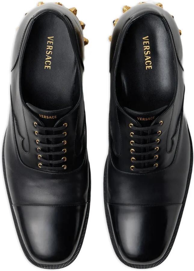 Versace Julio verfraaide leren veterschoenen Zwart - Foto 3