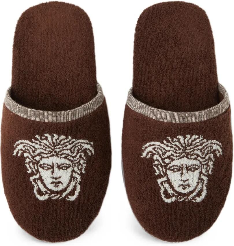 Versace Katoenen badstof jacquard slippers Bruin - Foto 2