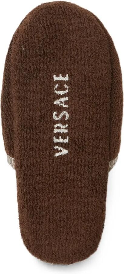 Versace Katoenen badstof jacquard slippers Bruin - Foto 3