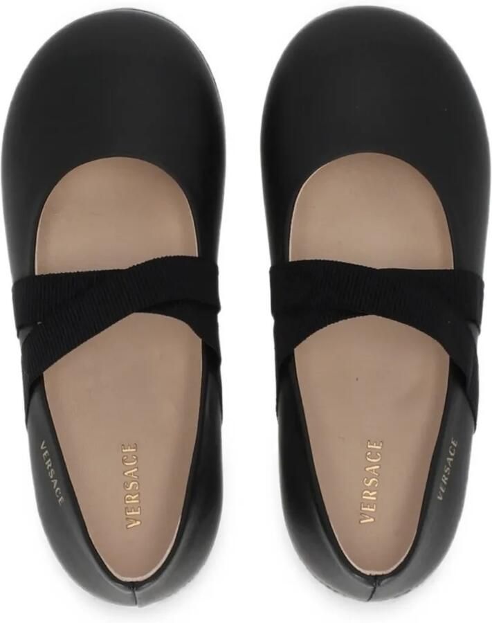 Versace Kids Ballerina's met gekruiste bandjes en logoprint Zwart - Foto 2