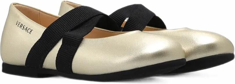 Versace Kids criss-cross strap leather ballet flats Goud