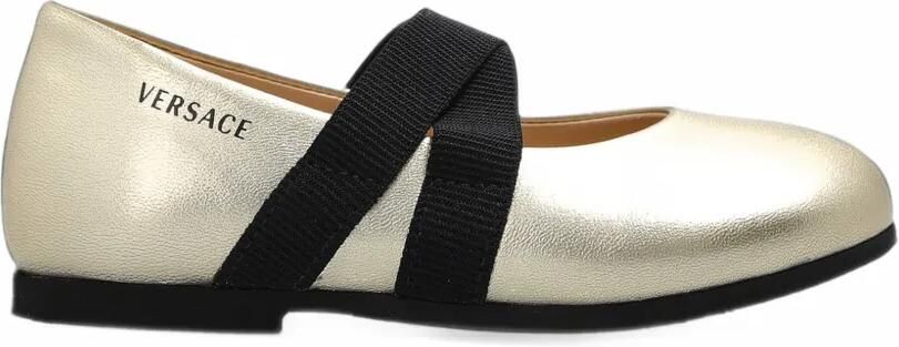 Versace Kids criss-cross strap leather ballet flats Goud - Foto 3