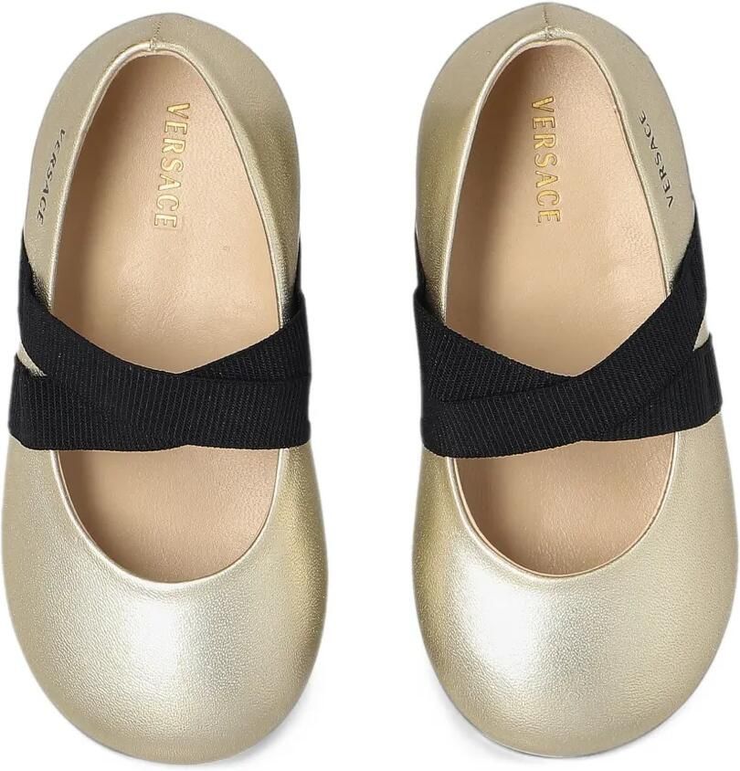 Versace Kids criss-cross strap leather ballet flats Goud - Foto 2