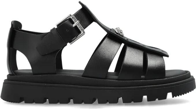 Versace Kids Gekooide sandalen met Medusa-plakkaat Zwart