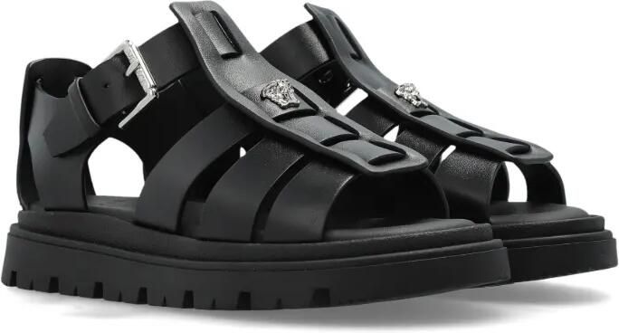 Versace Kids Gekooide sandalen met Medusa-plakkaat Zwart - Foto 4