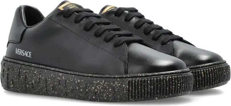Versace Kids Greca sneakers met logodetail en gespikkelde zool Zwart