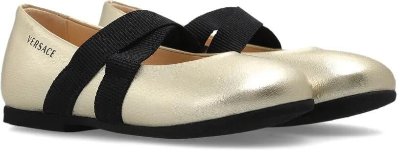 Versace Kids Leren ballerina's met gekruiste bandjes Goud