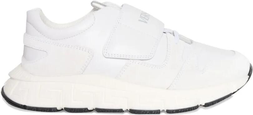 Versace Kids Leren sneakers met bandje Wit - Foto 3