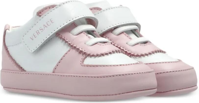 Versace Kids Leren sneakers met gewelfde afwerking Roze