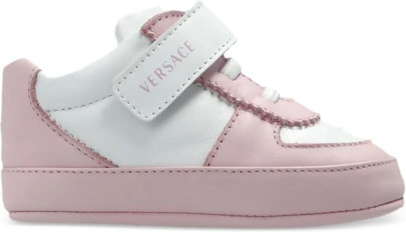Versace Kids Leren sneakers met gewelfde afwerking Roze - Foto 3