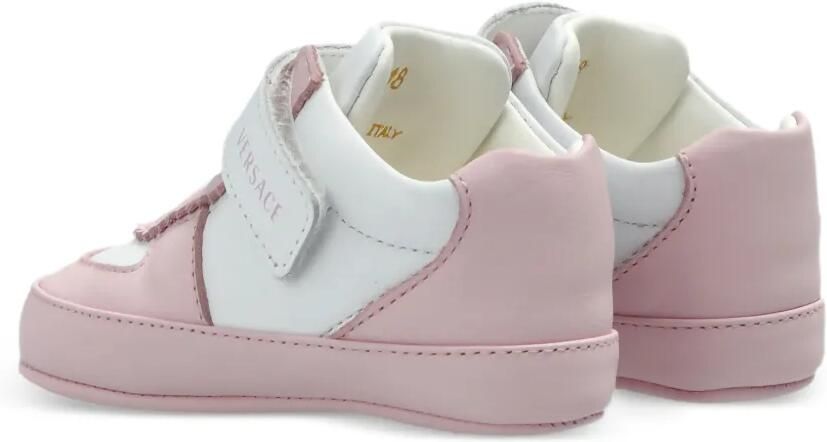 Versace Kids Leren sneakers met gewelfde afwerking Roze - Foto 4