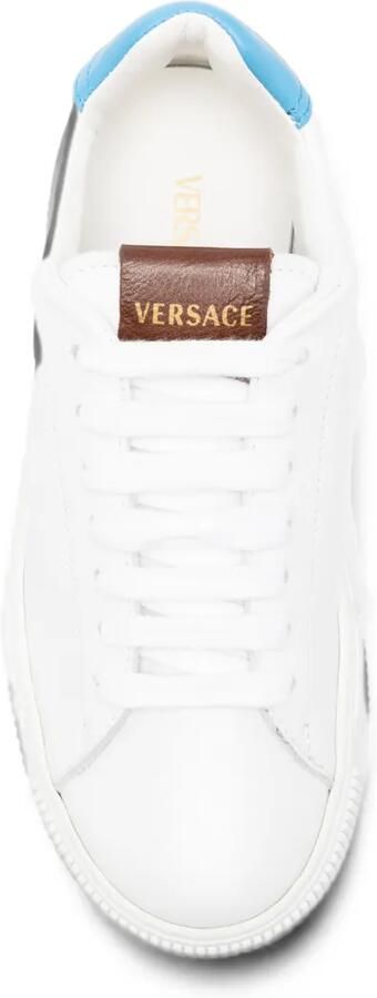 Versace Kids Leren sneakers met Greca zool Wit
