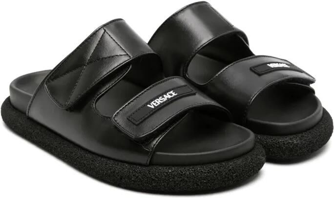 Versace Kids Slippers met logopatch Zwart