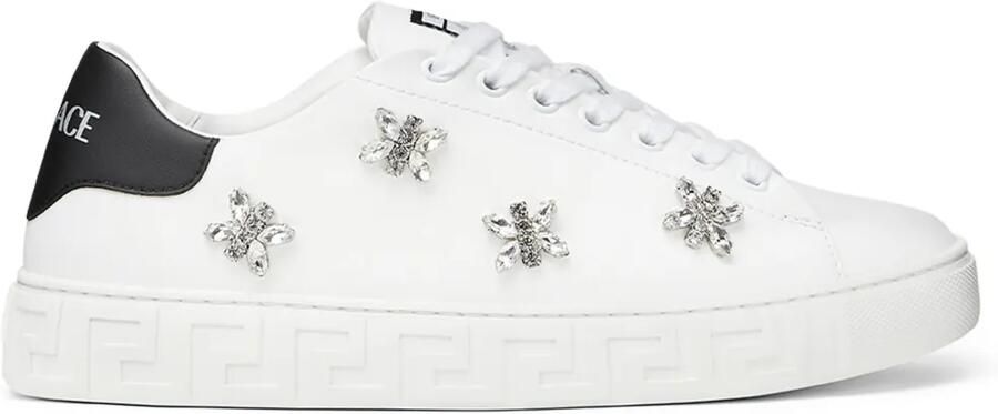 Versace La Greca sneakers verfraaid met kristallen Wit