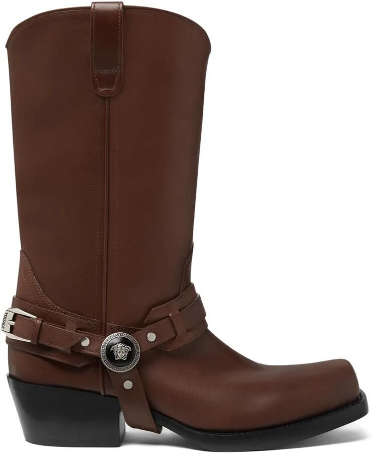 Versace Leren cowboylaarzen Bruin