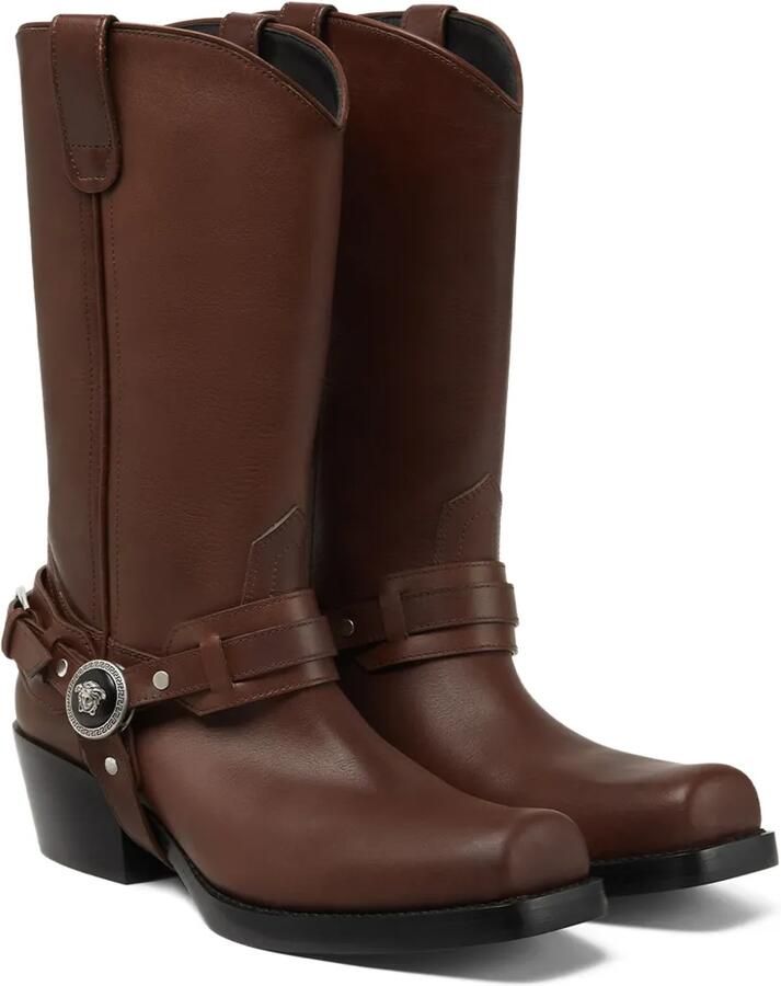Versace Leren cowboylaarzen Bruin - Foto 4