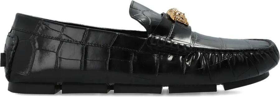 Versace Loafers met krokodillen-reliëf Zwart