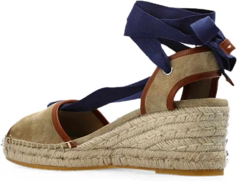 Versace Lola suède sandalen met sleehak Beige - Foto 3