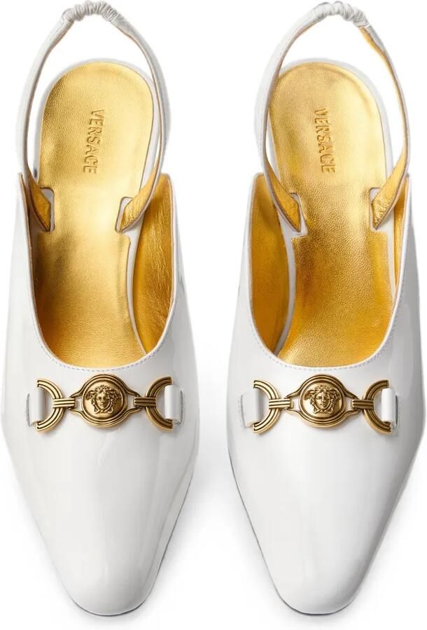 Versace Marisa lakleren slingback pumps 90 mm Wit
