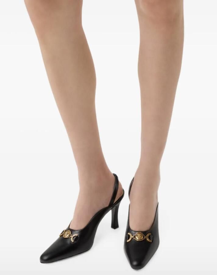 Versace Marisa leren slingback pumps 90 mm Zwart - Foto 2
