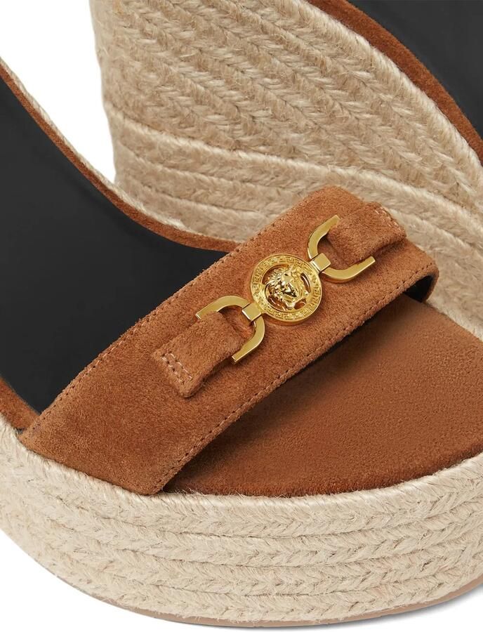 Versace Medusa '95 espadrilles met sleehak Bruin - Foto 4
