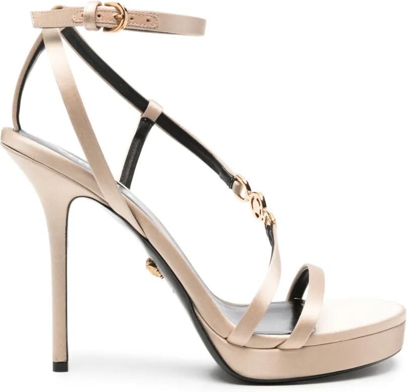 Versace Medusa '95 verfraaide satijnen sandalen Beige