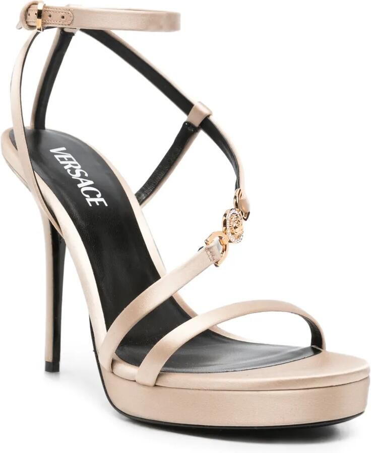 Versace Medusa '95 verfraaide satijnen sandalen Beige - Foto 2
