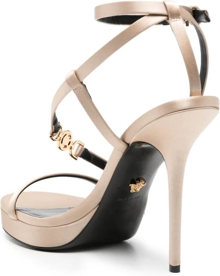 Versace Medusa '95 verfraaide satijnen sandalen Beige - Foto 3
