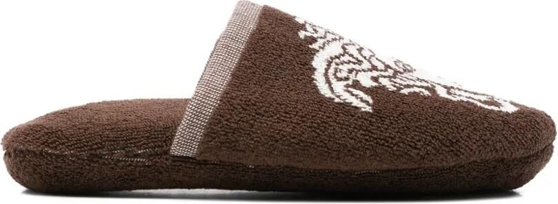 Versace Medusa slippers met jacquard Bruin