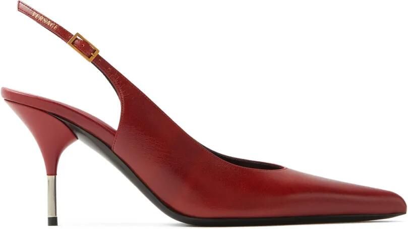 Versace Nyx leren slingbacks pumps Rood - Foto 5