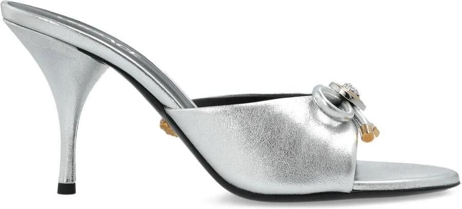 Versace Opera Bow metallic muiltjes met hak Zilver